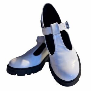 Madden Girl White Chunky Heel Mary Jane Shoes - Adjustable Strap Size 7.5 M